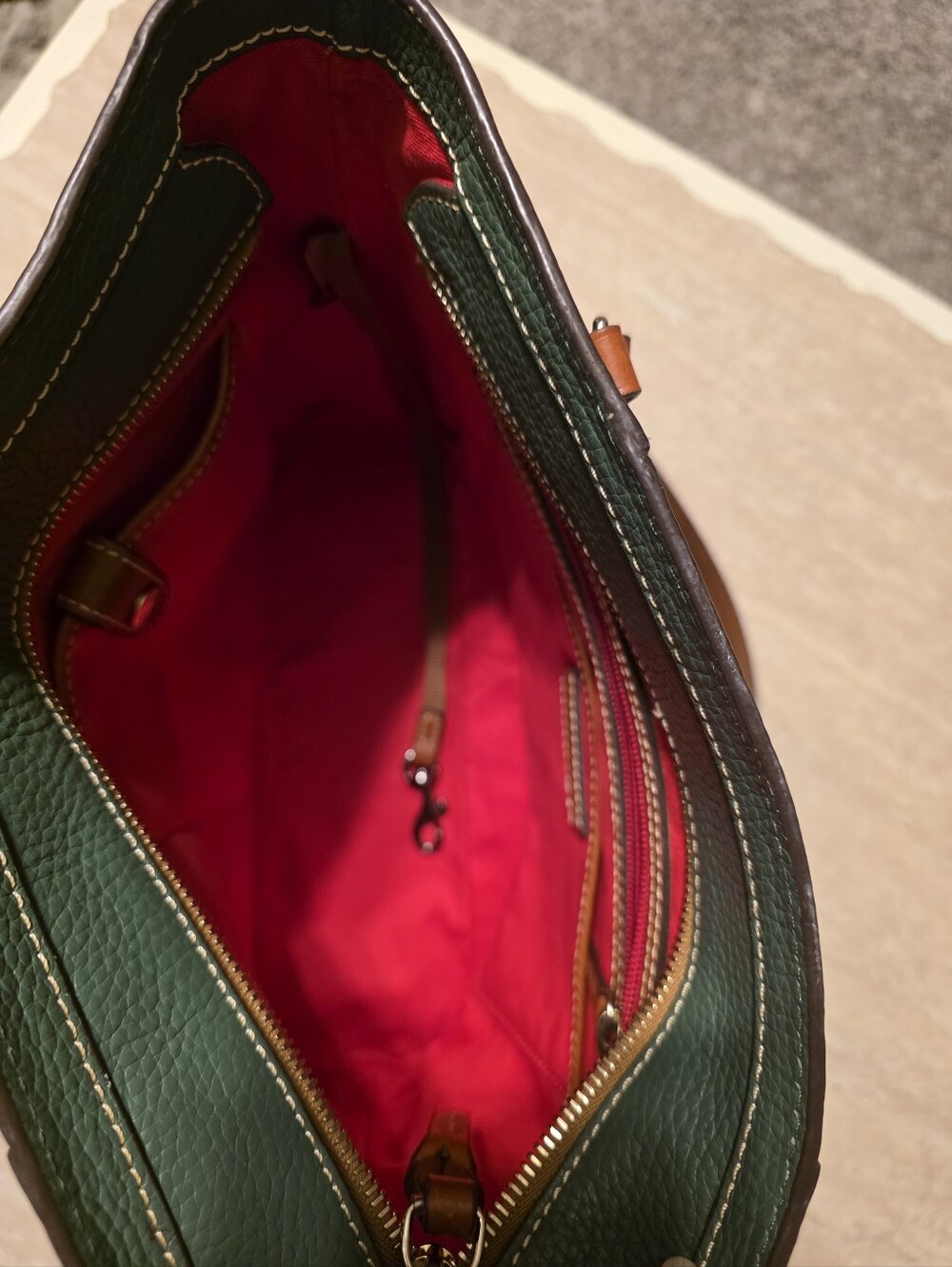 Dooney & Bourke Pebble grain leather olive green small Lexington tote - Picture 4 of 7